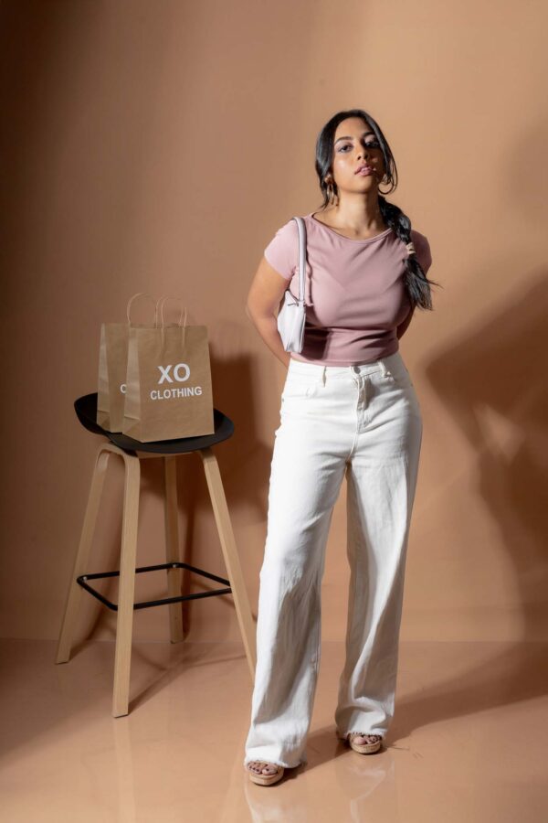 DOWNTOWN BASIC NECKLINE CROP TEE - DUSTY ROSE PINK - Image 8