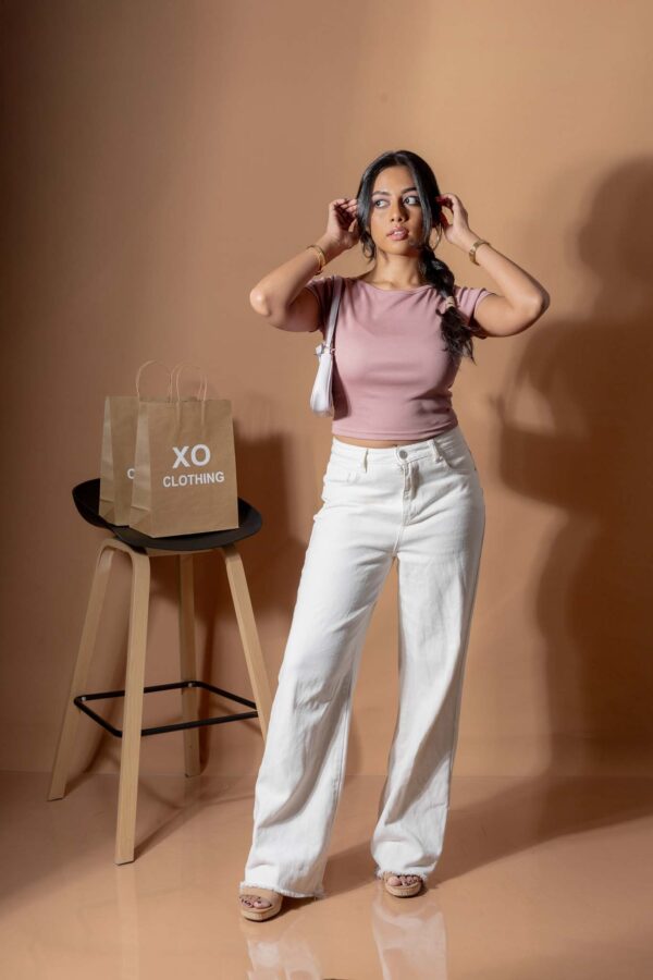 DOWNTOWN BASIC NECKLINE CROP TEE - DUSTY ROSE PINK - Image 10