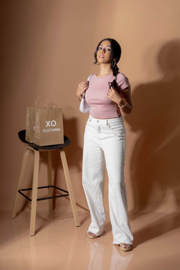 DOWNTOWN BASIC NECKLINE CROP TEE - DUSTY ROSE PINK - Image 11