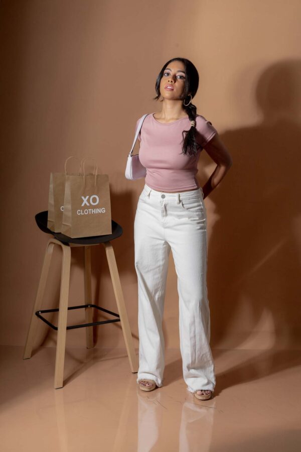 DOWNTOWN BASIC NECKLINE CROP TEE - DUSTY ROSE PINK - Image 12