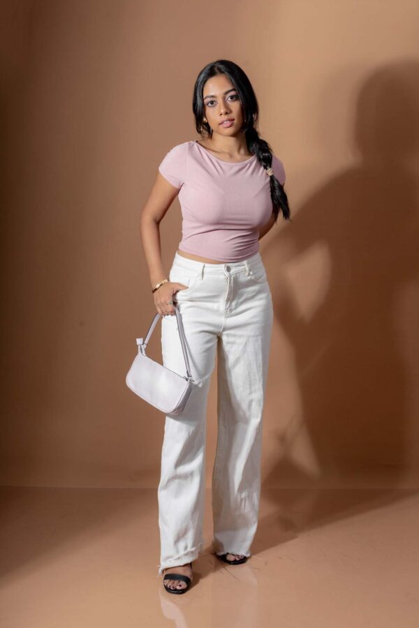 DOWNTOWN BASIC NECKLINE CROP TEE - SWEAT PINK - Image 10