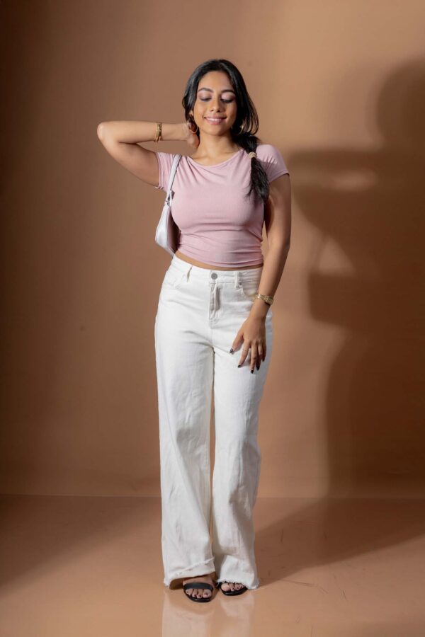 DOWNTOWN BASIC NECKLINE CROP TEE - SWEAT PINK - Image 12