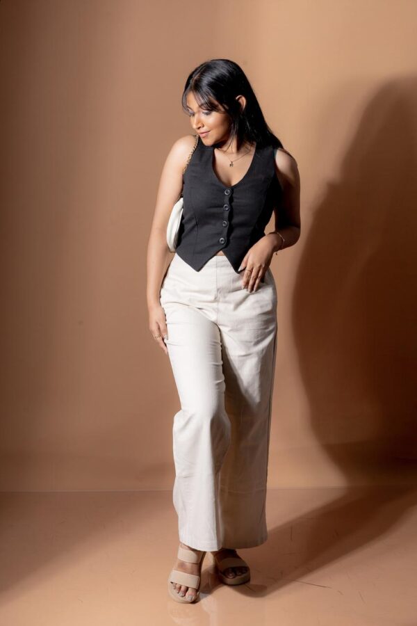 ELINA LINEN WIDE LEG HIGH WAIST PANT - MARBLE BEIGE