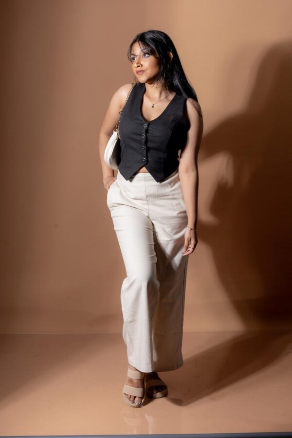 ELINA LINEN WIDE LEG HIGH WAIST PANT - MARBLE BEIGE - Image 4