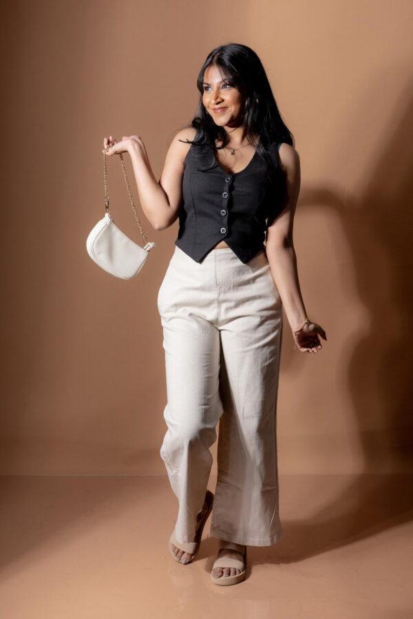 ELINA LINEN WIDE LEG HIGH WAIST PANT - MARBLE BEIGE - Image 5
