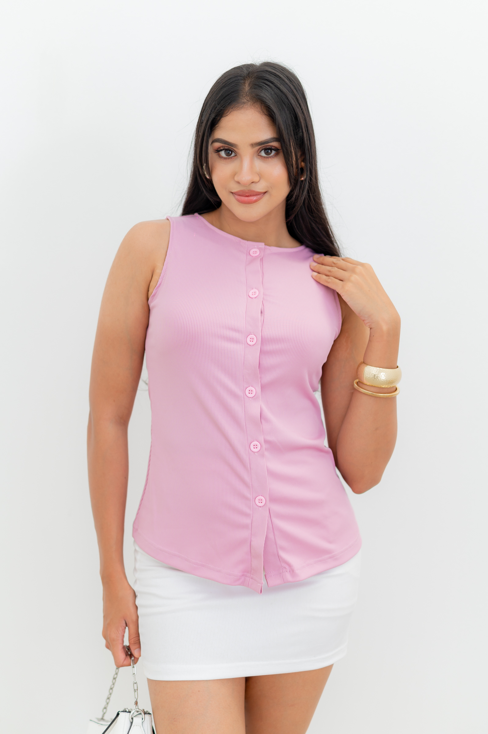 NUVERA BUTTON DOWN TOP - COTTON CANDY - Image 6