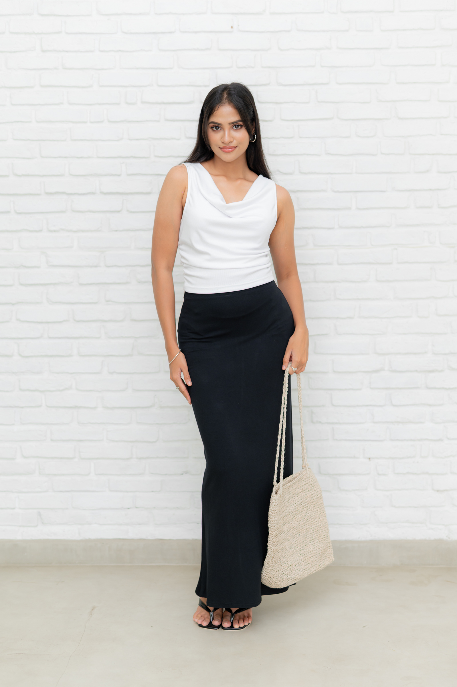 ALOURA COWL NECK TOP - WHITE - Image 6