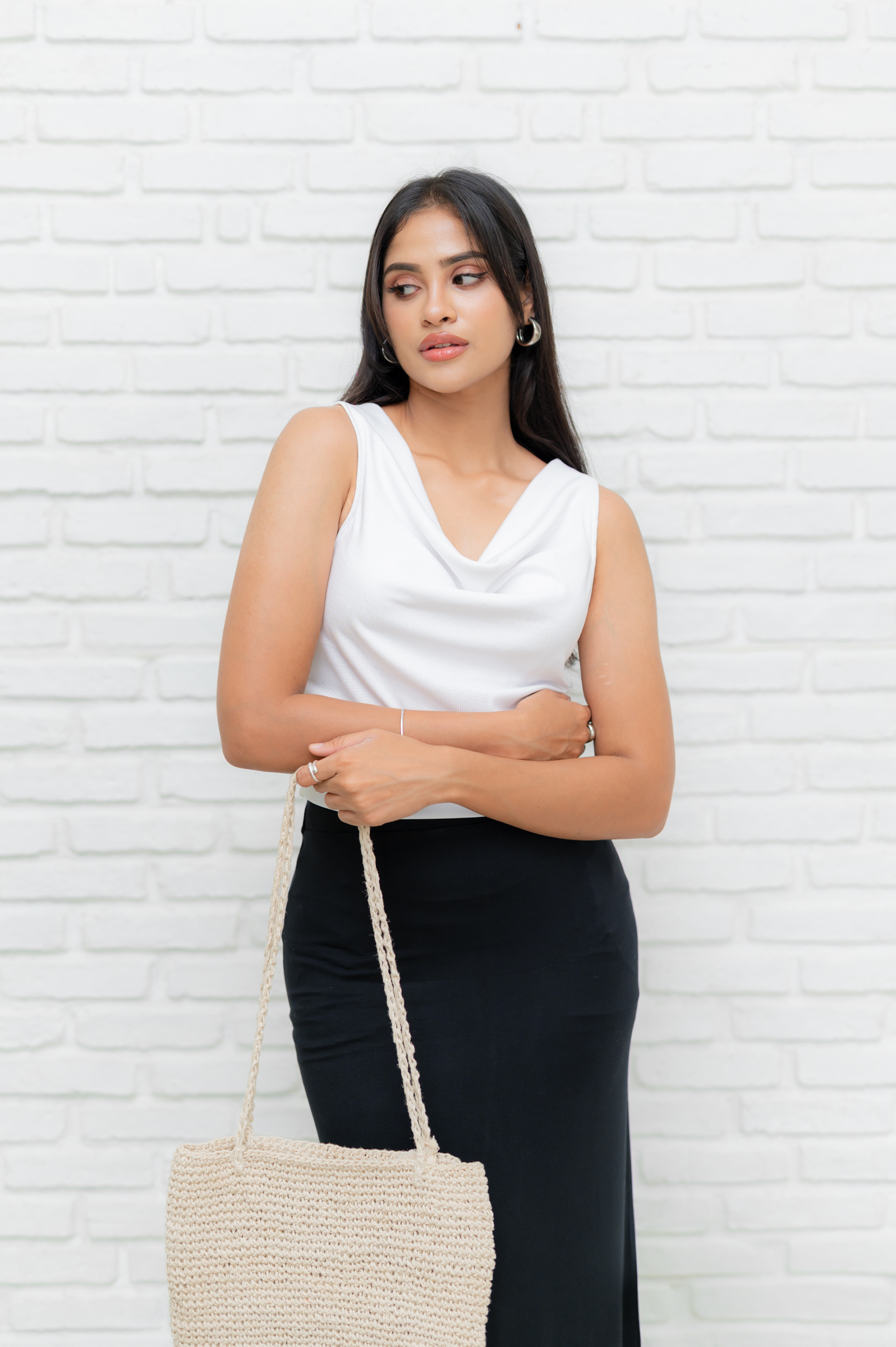 ALOURA COWL NECK TOP - WHITE - Image 9