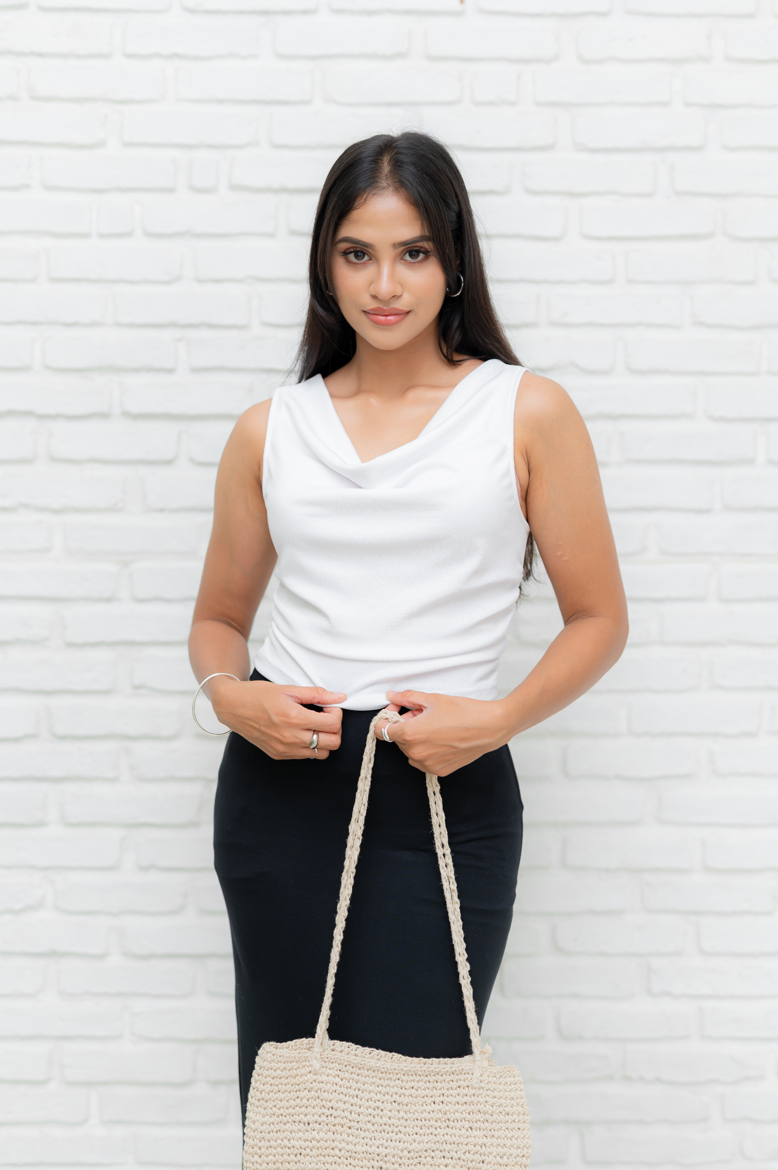 ALOURA COWL NECK TOP - WHITE - Image 8