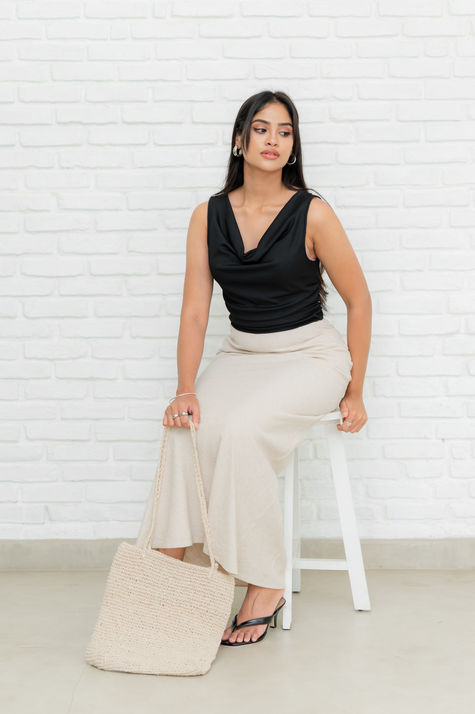 ALOURA COWL NECK TOP - BLACK - Image 9