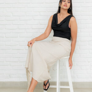 ALOURA COWL NECK TOP - BLACK