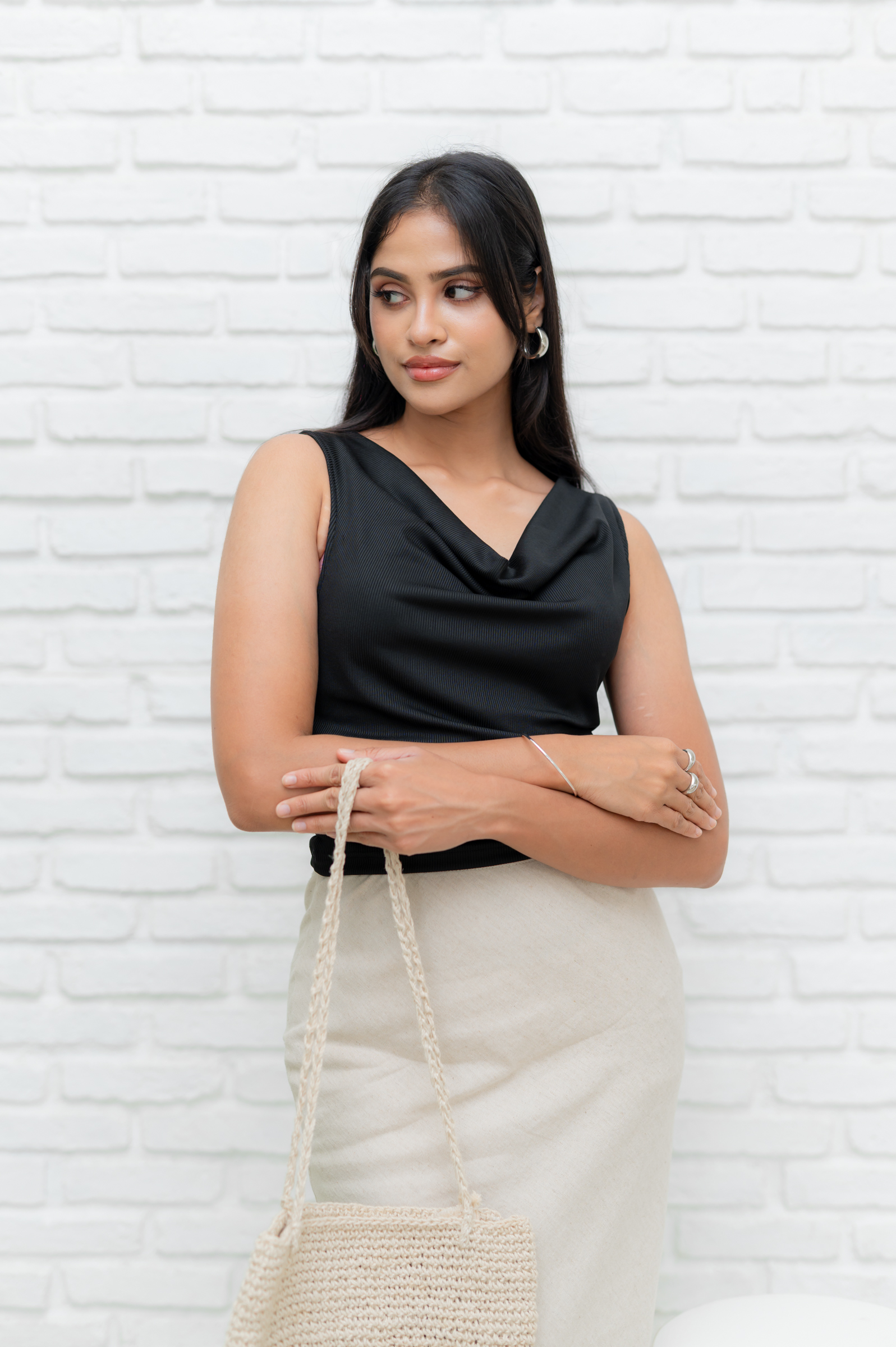 ALOURA COWL NECK TOP - BLACK - Image 7