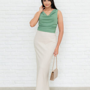 ALOURA COWL NECK TOP - JADE GREEN