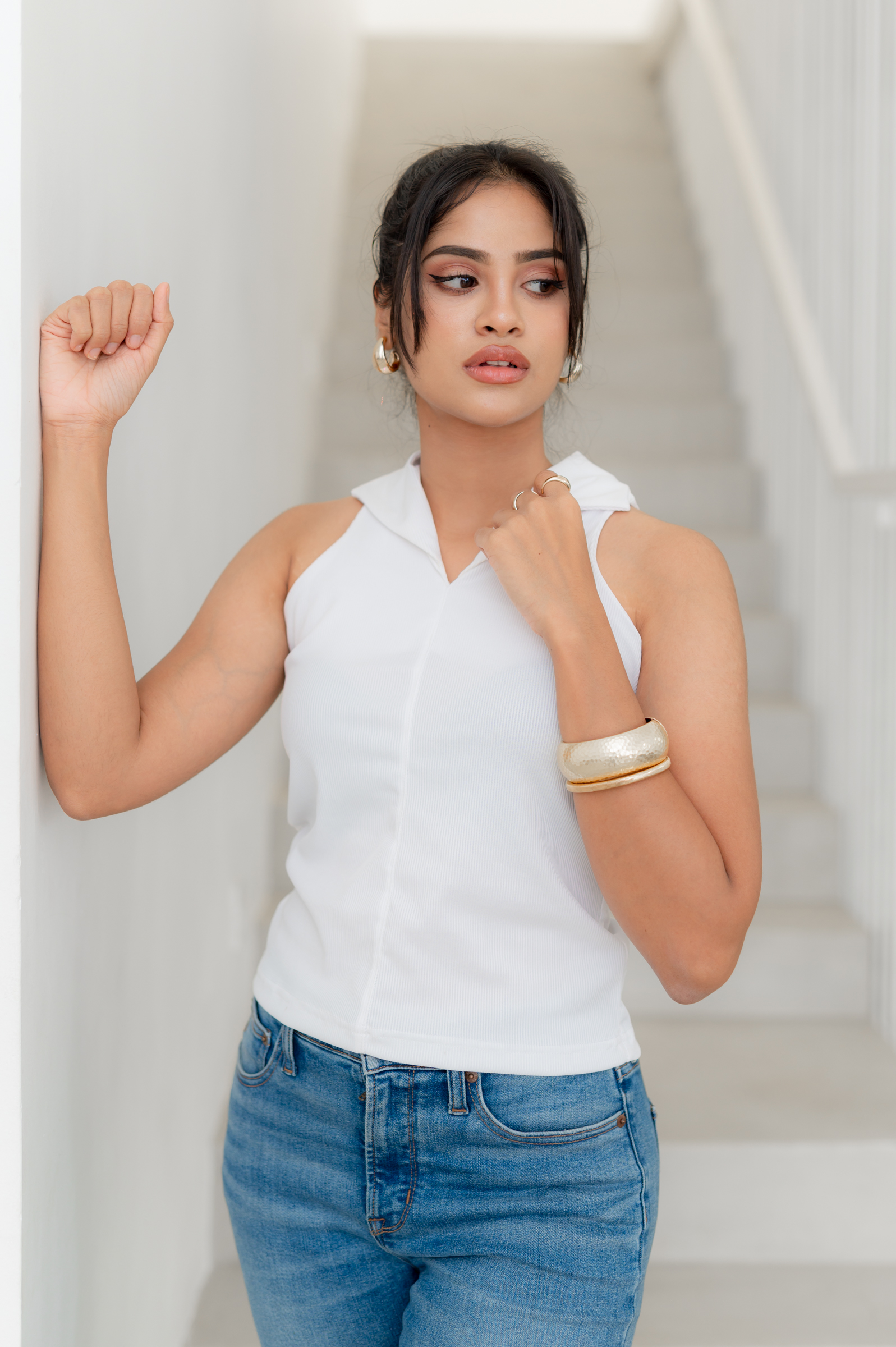 LIORA COLLARED TOP - WHITE - Image 6