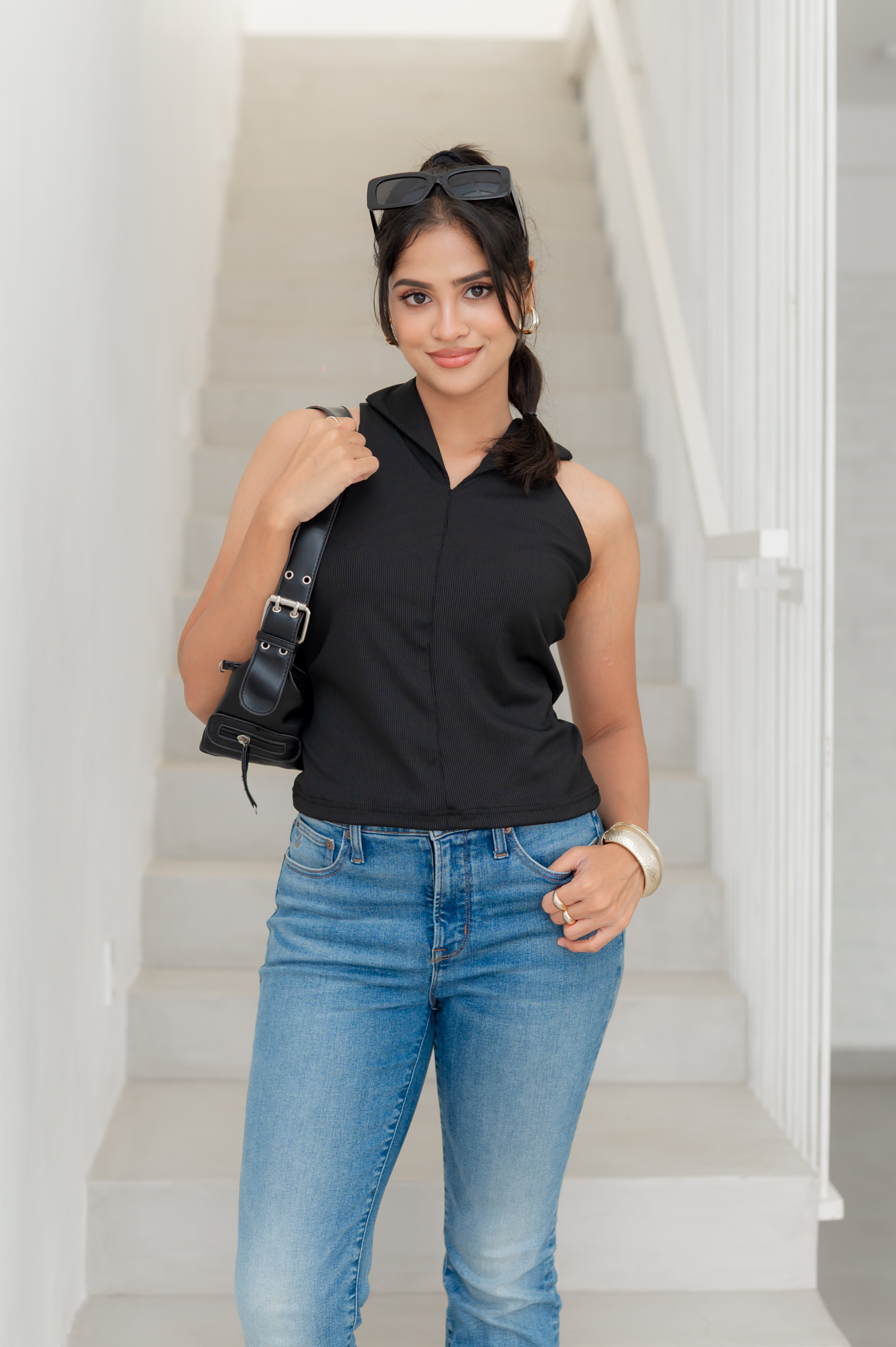 LIORA COLLARED TOP - BLACK - Image 10