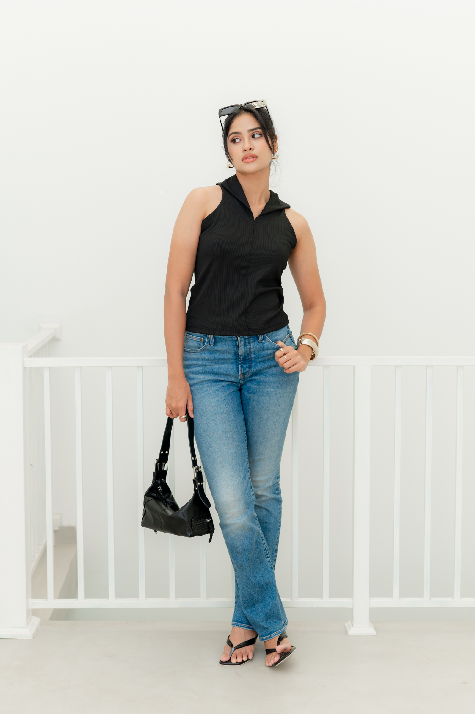 LIORA COLLARED TOP - BLACK - Image 3