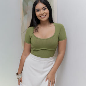 ALORA Bust Details Top - Matcha Green