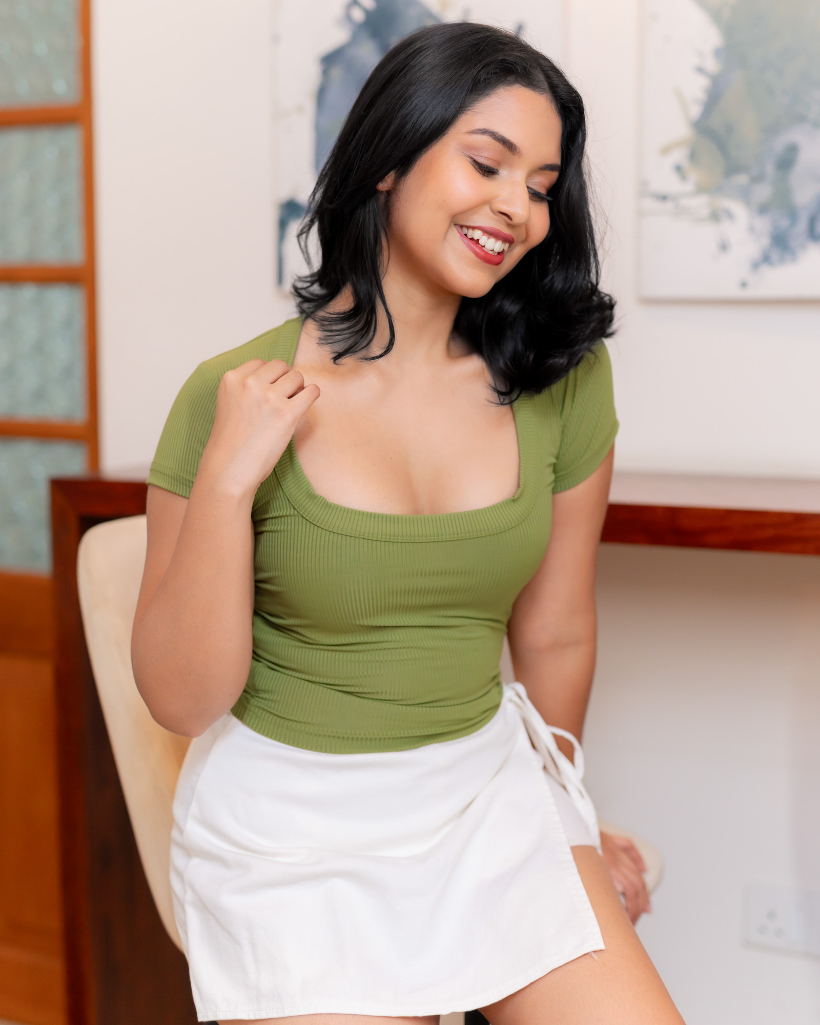 NOÉLINE SQUARE NECK TEE - MATCHA GREEN - Image 2