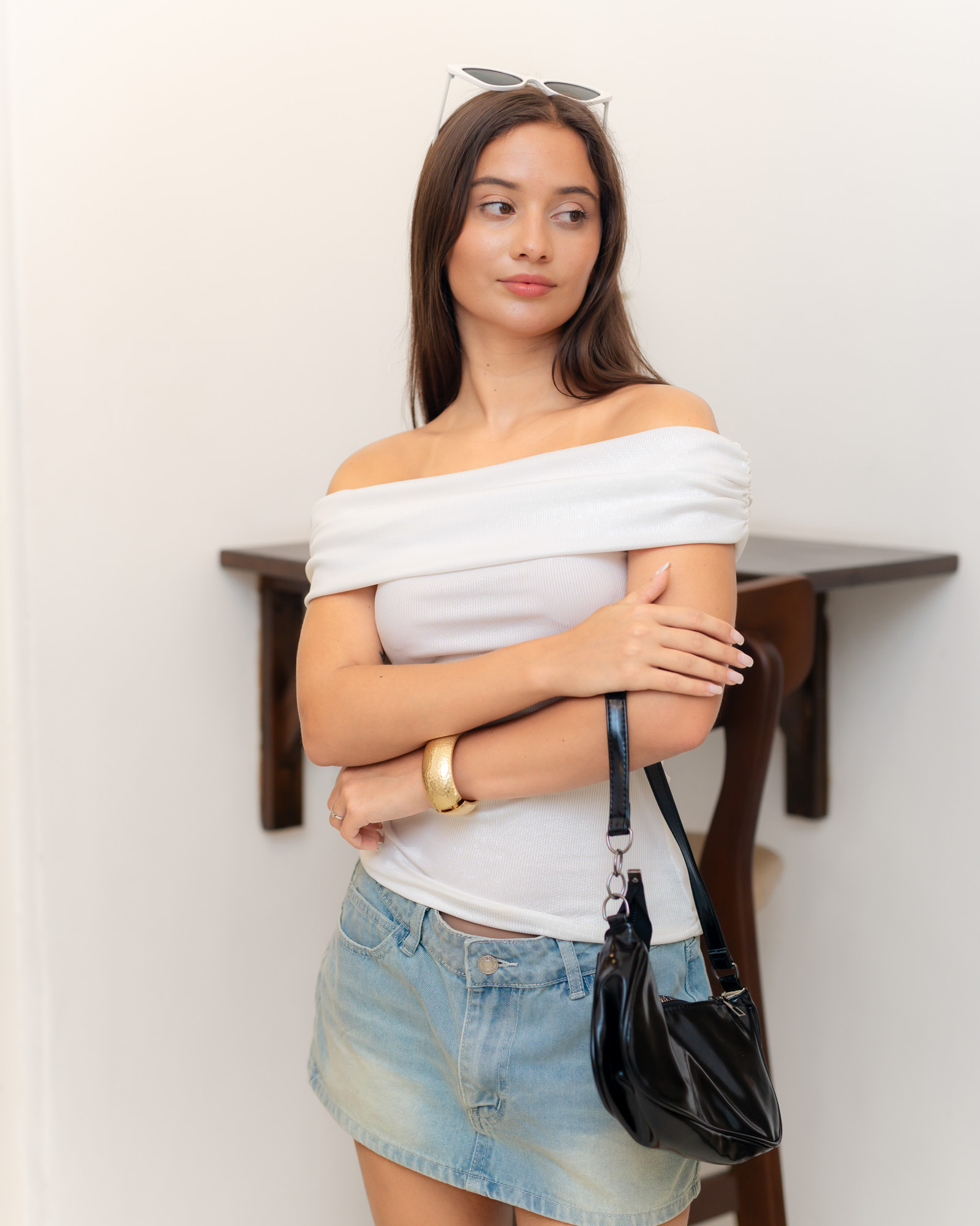NOÉLINE BARE SHOULDER TOP - WHITE