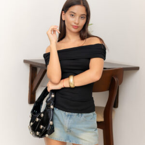 NOÉLINE BARE SHOULDER TOP - BLACK