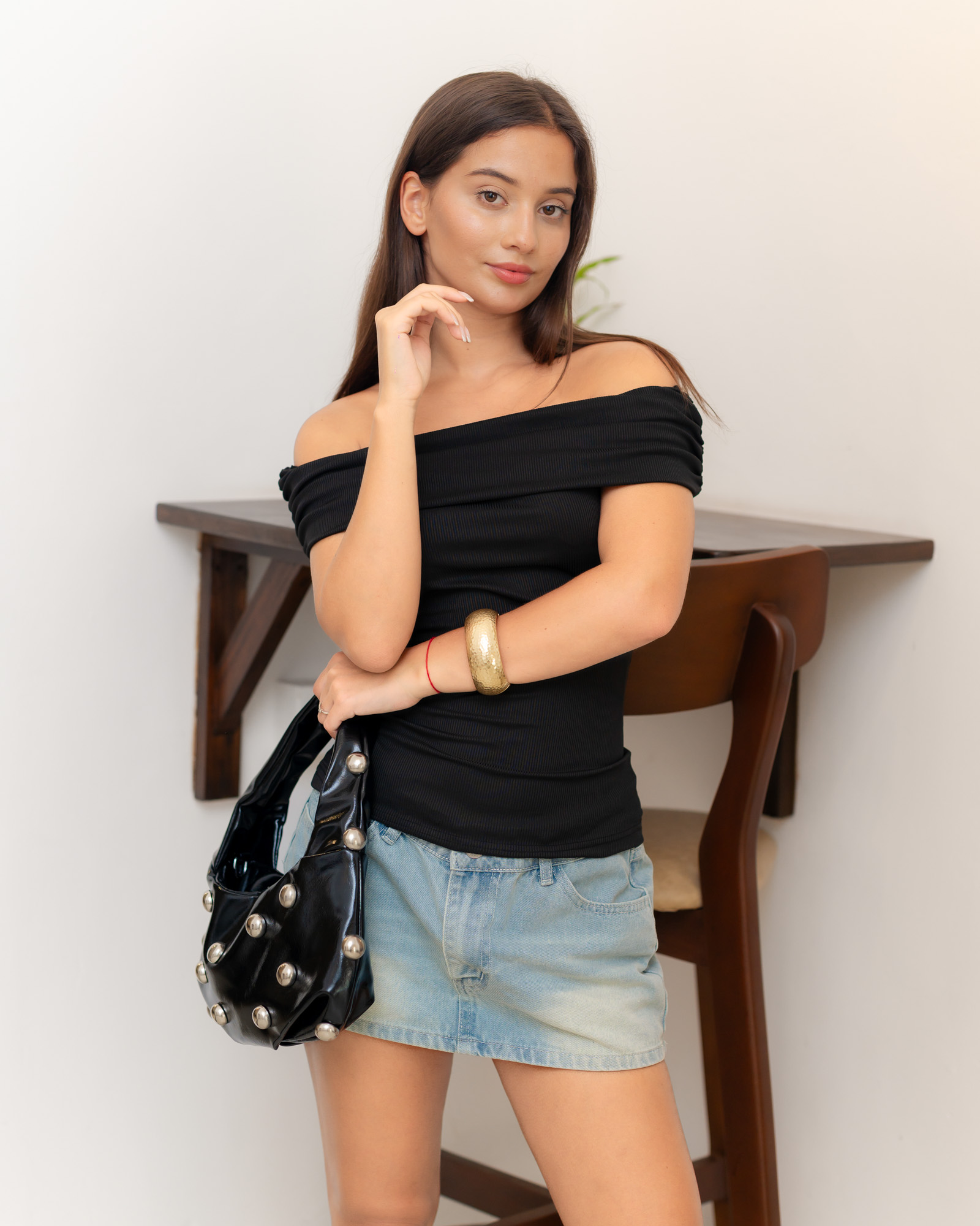NOÉLINE BARE SHOULDER TOP - BLACK - Image 5