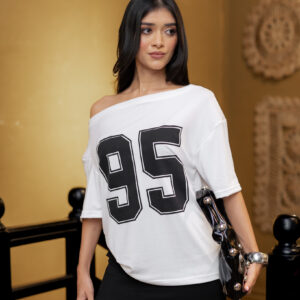 CITY GIRL - ‘95 SHOULDER DRAPE OVERSIZED TEE - WHITE