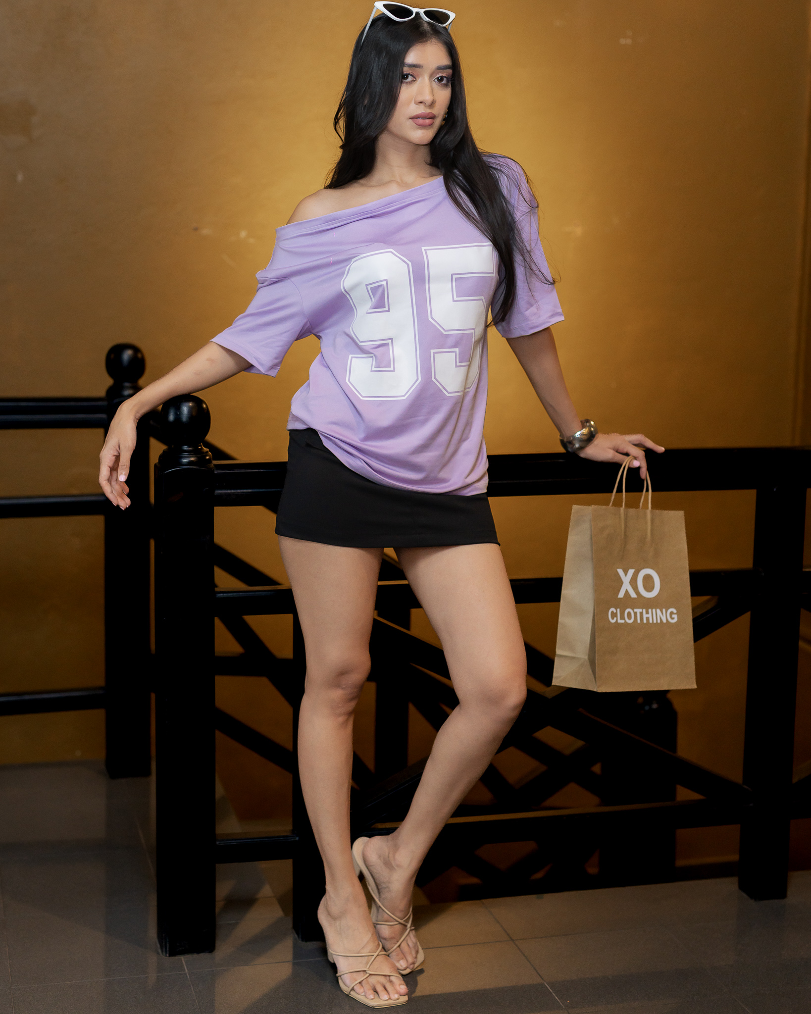 CITY GIRL - ‘95 SHOULDER DRAPE OVERSIZED TEE - PASTEL PURPLE - Image 5